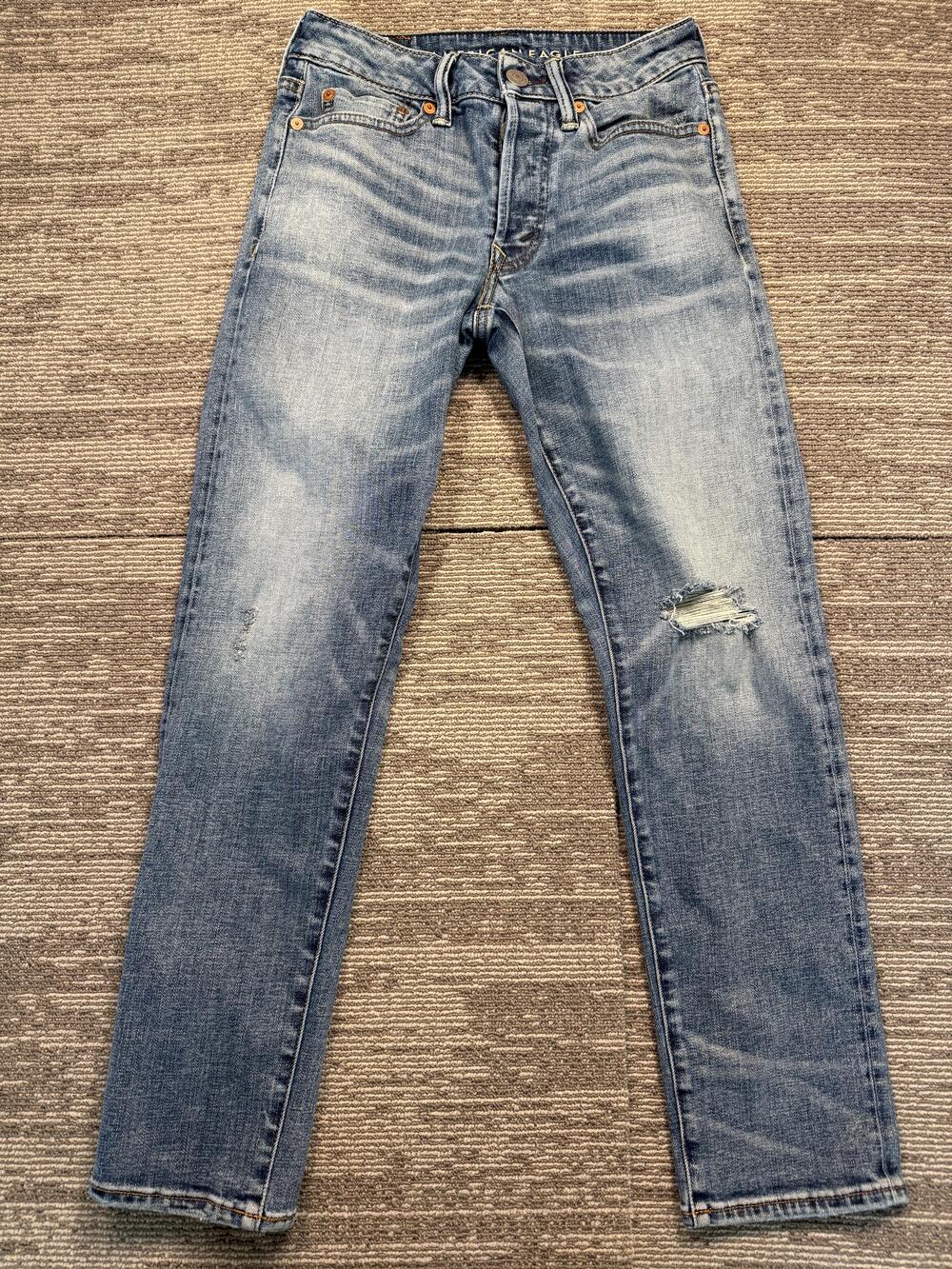 American Eagle Outfitters Jeans Mens 26X28 Medium Wash Distressed Slim Straight